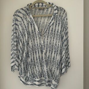 Anthropologie Blue and White Patterned Top